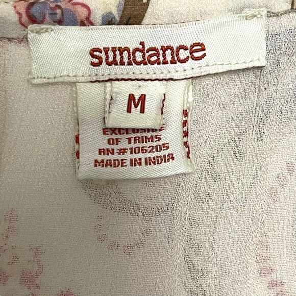 SUNDANCE Jungle Paisley Floral Rasvana Beaded Silk Popover Blouse M - Picture 5 of 9